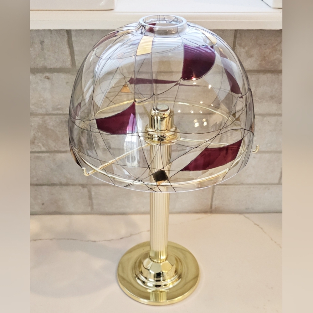 Partylite Reyired Gold and Red Stained Glass Candle Lamp - Picture 2 of 3